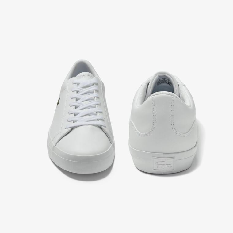 Lacoste Lerond Læder Sneakers Bílé | 1YeCKgpv