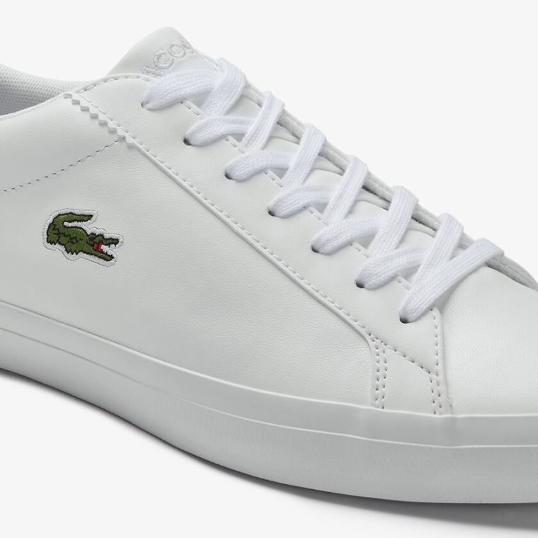 Lacoste Lerond Læder Sneakers Bílé | 1YeCKgpv