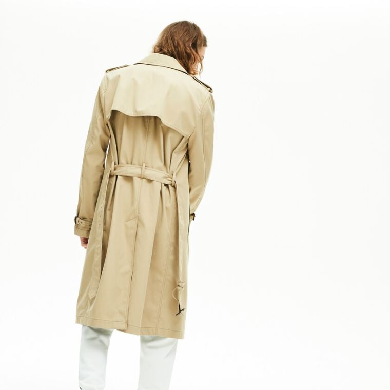 Lacoste Long Belted Bavlněné Trench Coat Béžový | yscASbHp