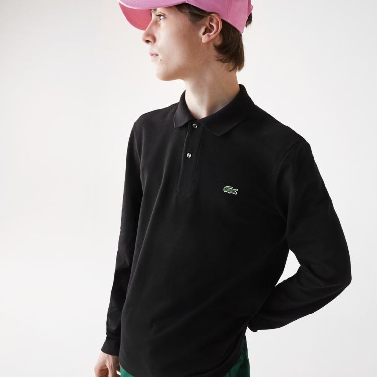 Lacoste Long-Sleeve Classic Fit L.12.12 Polo Černé | QPPRbuPY