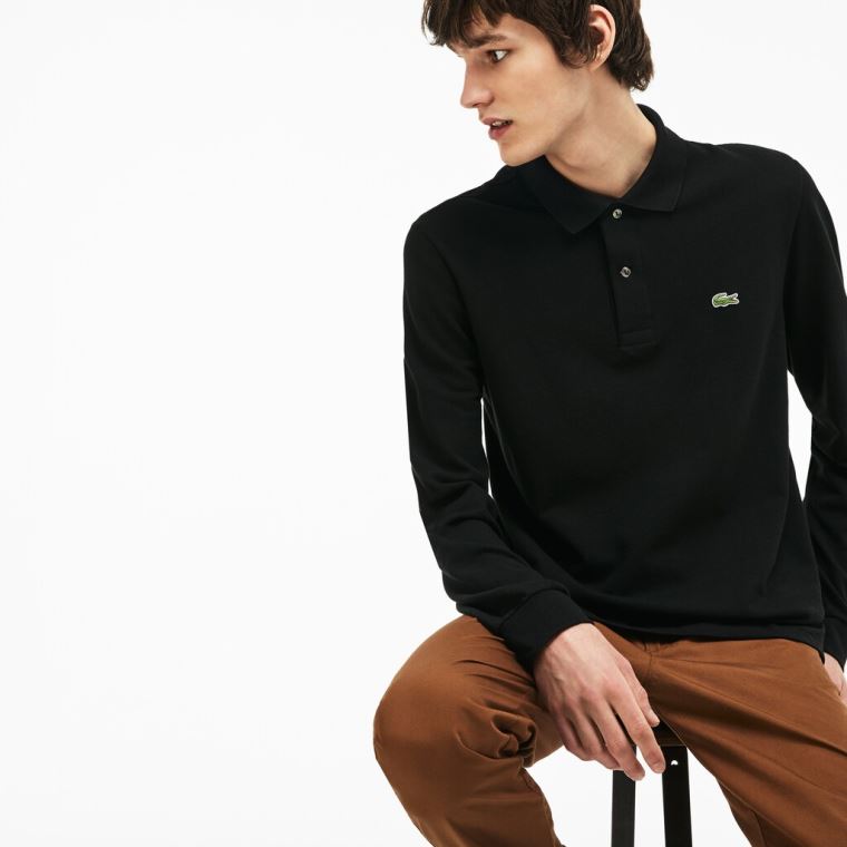 Lacoste Long-Sleeve Classic Fit L.12.12 Polo Černé | QPPRbuPY