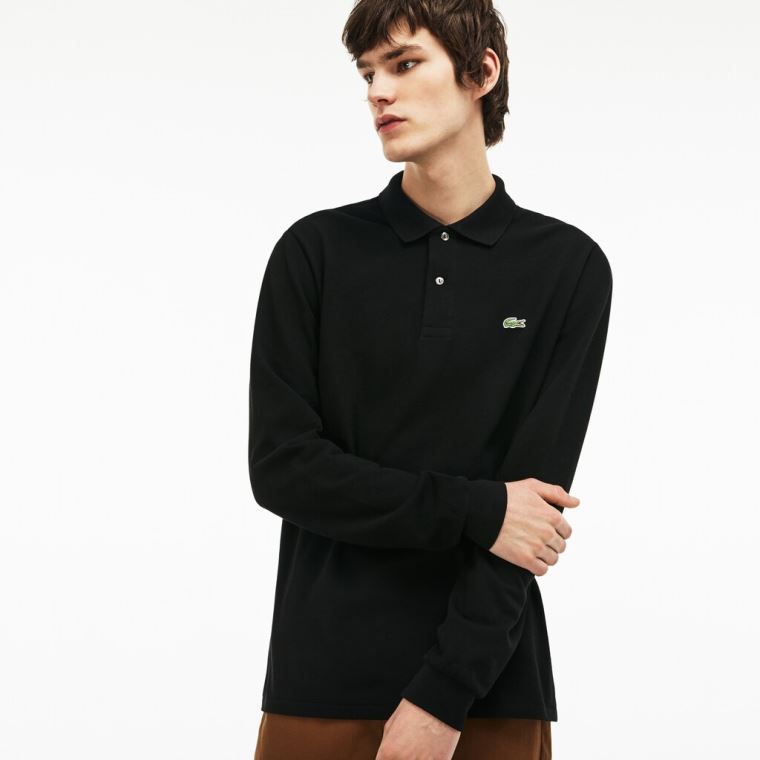 Lacoste Long-Sleeve Classic Fit L.12.12 Polo Černé | QPPRbuPY