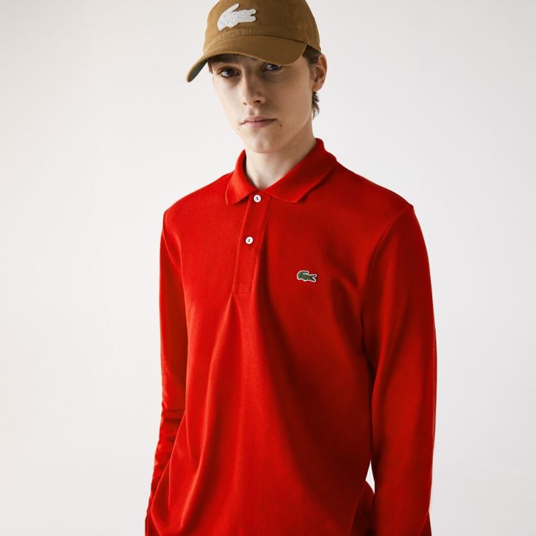 Lacoste Long-Sleeve Classic Fit L.12.12 Polo Červené | WmuXWoR1