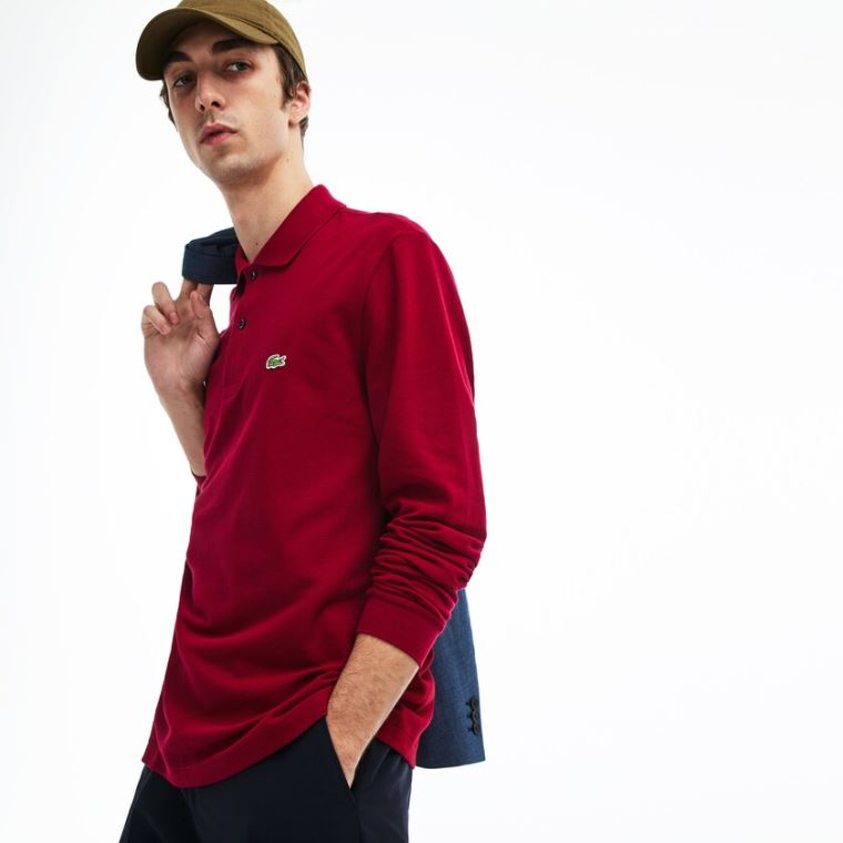 Lacoste Long-Sleeve Classic Fit L.12.12 Polo Tmavě Červené | gktufPUY