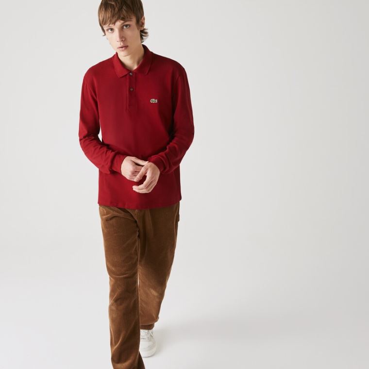 Lacoste Long-Sleeve Classic Fit L.12.12 Polo Tmavě Červené | gktufPUY