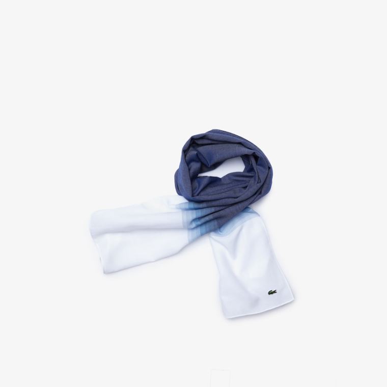 Lacoste Made In France Gradated Print Organic Bavlněné Scarf Bílé Tmavě Blankyt Blankyt | 53oDwfTJ