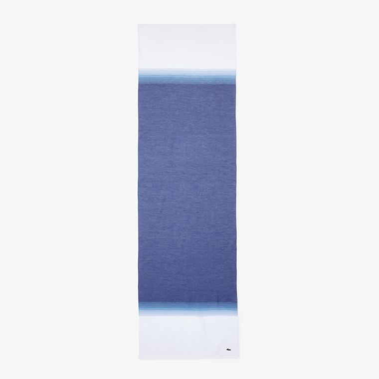 Lacoste Made In France Gradated Print Organic Bavlněné Scarf Bílé Tmavě Blankyt Blankyt | 53oDwfTJ