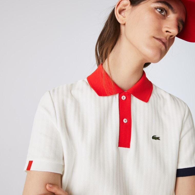 Lacoste Made In France Regular fit Tricolour Organic Bavlněné Polo Shirt Bílé Červené Tmavě Blankyt Blankyt Bílé | OGNBvPUm