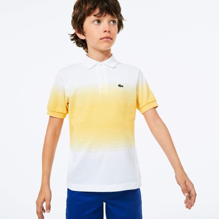 Lacoste Made in France Bavlněné Petit Piqué Ombré Polo Bílé Žluté | 8cEkgMZh