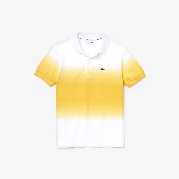 Lacoste Made in France Bavlněné Petit Piqué Ombré Polo Bílé Žluté | 8cEkgMZh