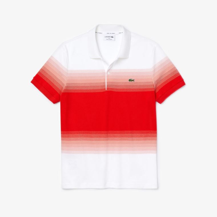 Lacoste Made in France Bavlněné Piqué Regular Fit Polo Shirt Bílé Červené | ufuFR3Ts