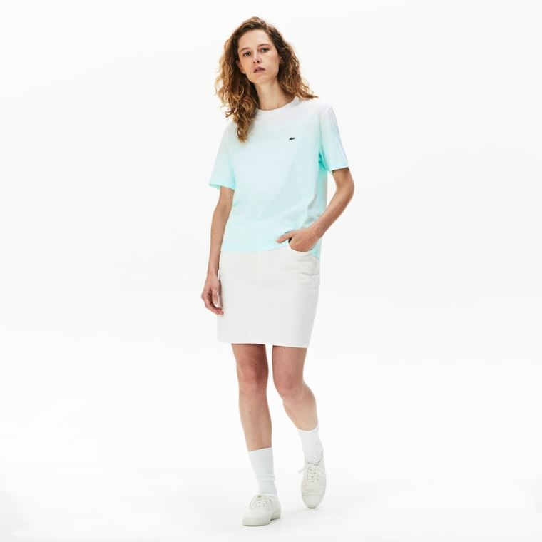 Lacoste Made in France Crew Neck Organic Bavlněné T-shirt Tyrkysové Světle Zelene Bílé | IigZDXGK