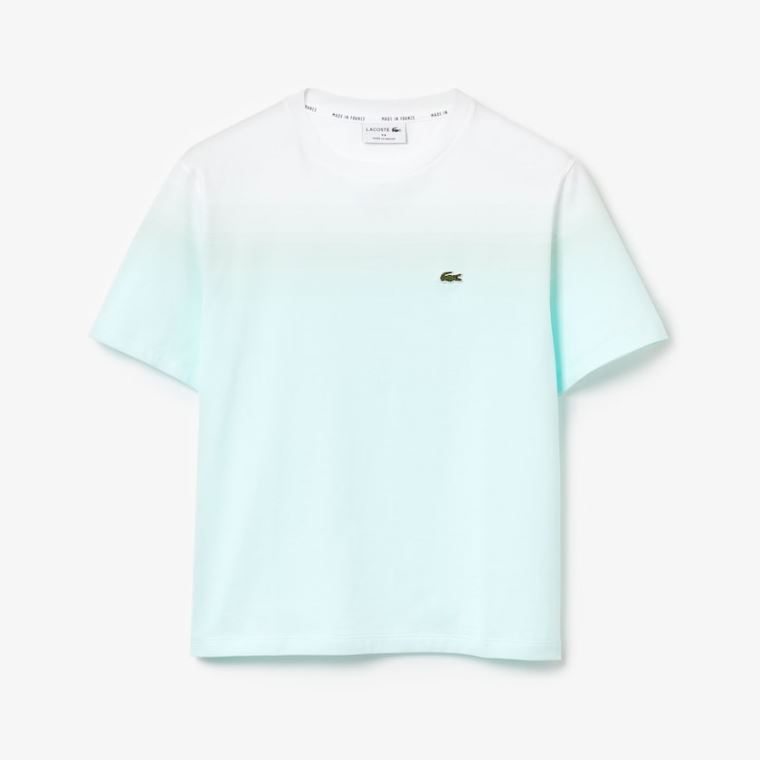 Lacoste Made in France Crew Neck Organic Bavlněné T-shirt Tyrkysové Světle Zelene Bílé | IigZDXGK