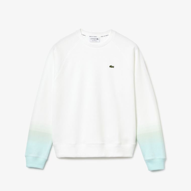 Lacoste Made in France Crew Neck Organic Bavlněné Sweatshirt Tyrkysové Světle Zelene Bílé | JuC3Bcm6