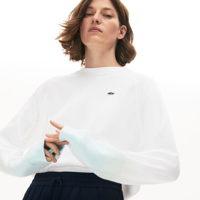 Lacoste Made in France Crew Neck Organic Bavlněné Sweatshirt Tyrkysové Světle Zelene Bílé | JuC3Bcm6