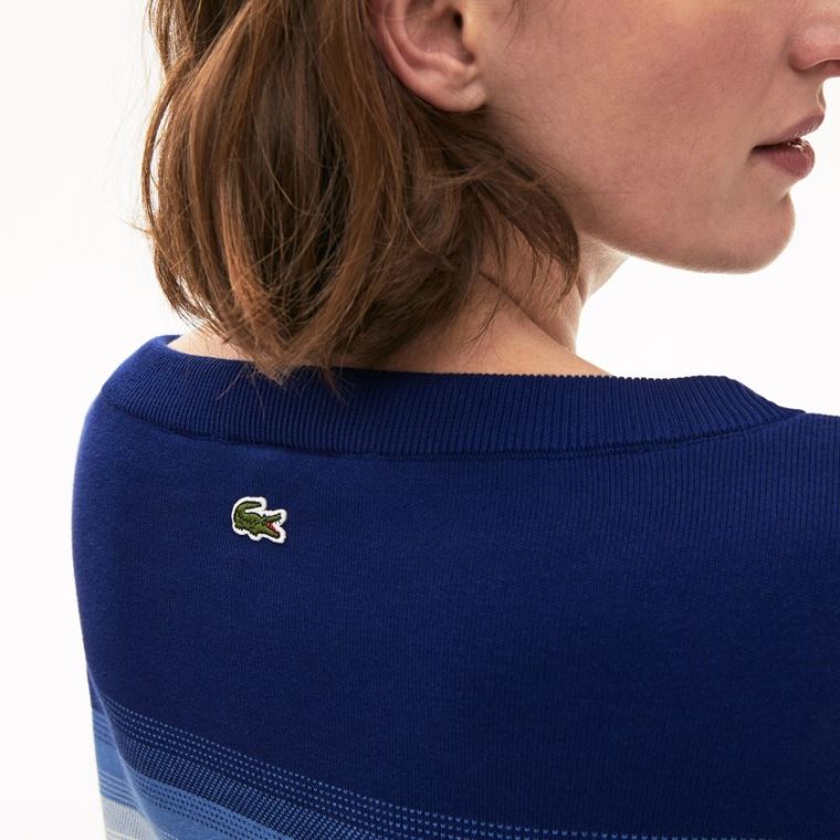 Lacoste Made in France Organic Loose Fit Ombré-Stripe Svetrové Tmavě Blankyt Blankyt Blankyt Bílé | LLvbF8DK