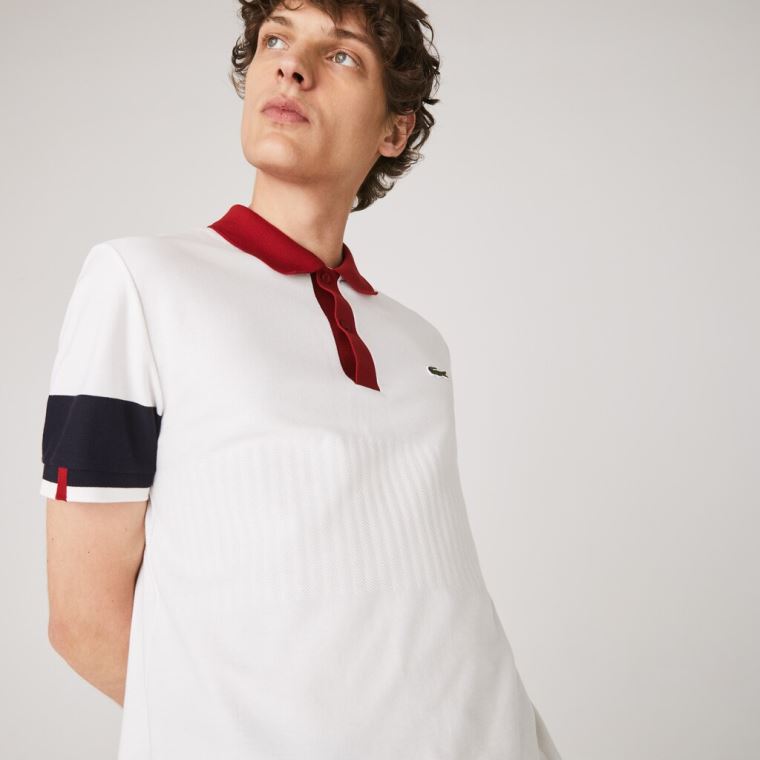 Lacoste Made in France Regular Fit Organic Bavlněné Polo Shirt Bílé Tmavě Blankyt Blankyt Tmavě Červené Bílé | bUlD62rA