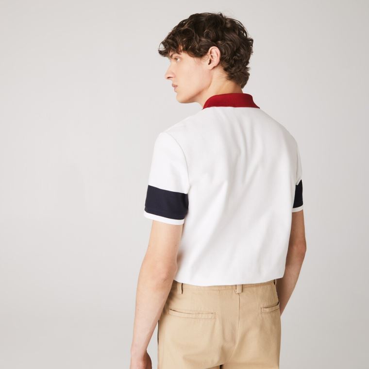 Lacoste Made in France Regular Fit Organic Bavlněné Polo Shirt Bílé Tmavě Blankyt Blankyt Tmavě Červené Bílé | bUlD62rA