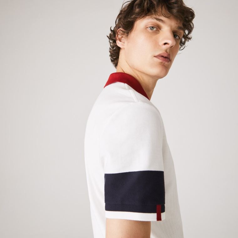 Lacoste Made in France Regular Fit Organic Bavlněné Polo Shirt Bílé Tmavě Blankyt Blankyt Tmavě Červené Bílé | bUlD62rA