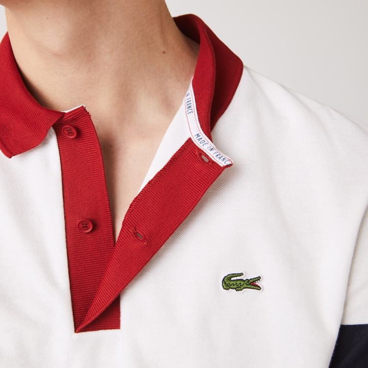 Lacoste Made in France Regular Fit Organic Bavlněné Polo Shirt Bílé Tmavě Blankyt Blankyt Tmavě Červené Bílé | bUlD62rA