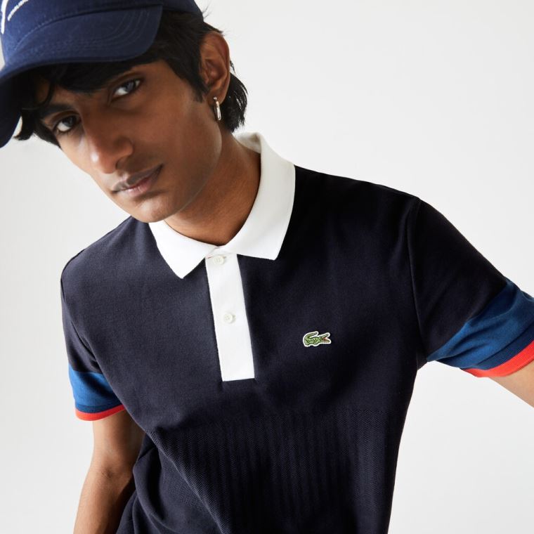 Lacoste Made in France Regular Fit Organic Bavlněné Polo Shirt Tmavě Blankyt Blankyt Blankyt Bílé Červené | f5Ln2C2T