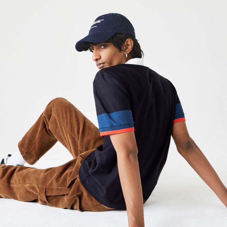 Lacoste Made in France Regular Fit Organic Bavlněné Polo Shirt Tmavě Blankyt Blankyt Blankyt Bílé Červené | f5Ln2C2T