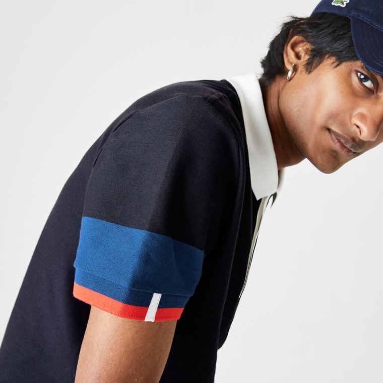 Lacoste Made in France Regular Fit Organic Bavlněné Polo Shirt Tmavě Blankyt Blankyt Blankyt Bílé Červené | f5Ln2C2T