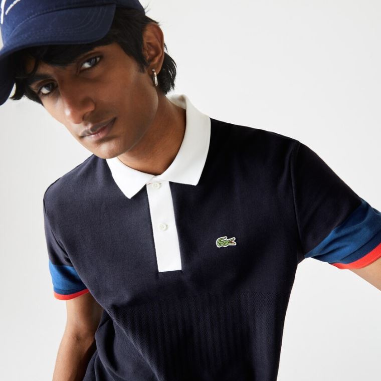 Lacoste Made in France Regular Fit Organic Bavlněné Polo Shirt Tmavě Blankyt Blankyt Blankyt Bílé Červené | mMVl5lEd