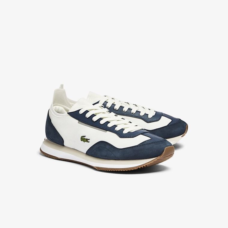 Lacoste Match Break Textilní Sneakers Bílé Tmavě Blankyt | xOp3oxjL