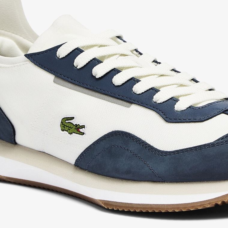 Lacoste Match Break Textilní Sneakers Bílé Tmavě Blankyt | xOp3oxjL