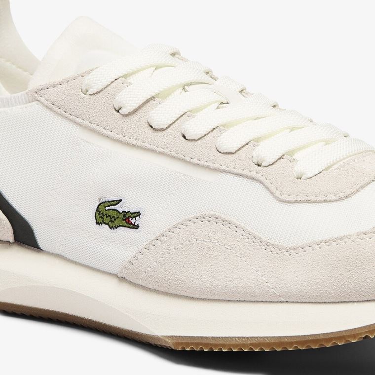 Lacoste Match Break Textilní and Semišové Sneakers Bílé Tmavě Zelene | PrkWVDTG