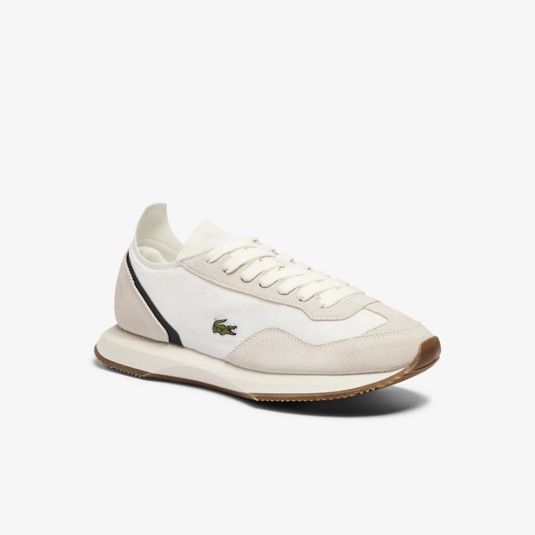 Lacoste Match Break Textilní and Semišové Sneakers Bílé Tmavě Zelene | PrkWVDTG