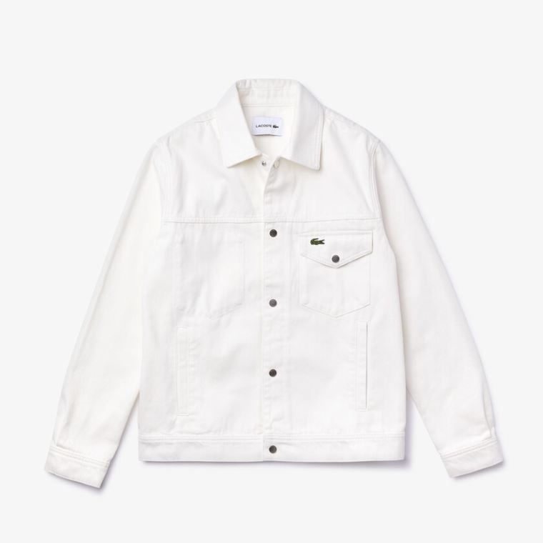 Lacoste Multi-Pocket Denim Jacket Bílé | vPtYIn2i