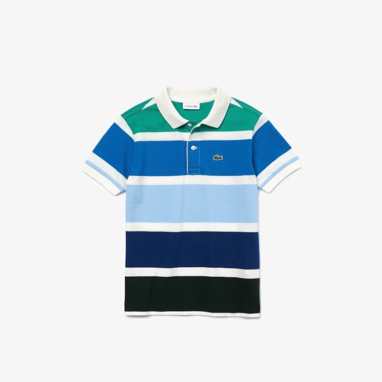 Lacoste Multicolor Striped Bavlněné Piqué Polo Bílé Blankyt Zelene | s1tfI246