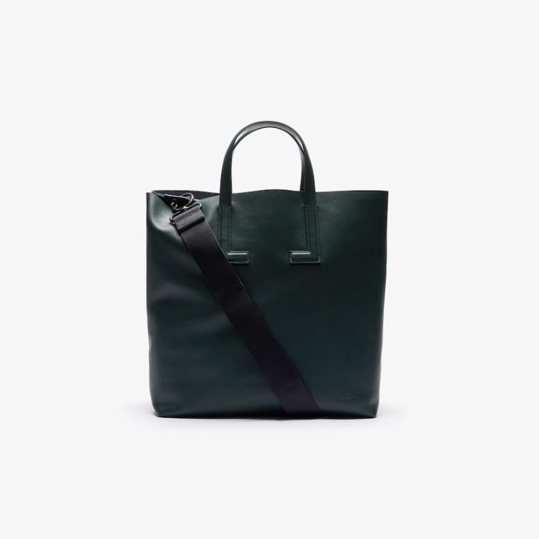 Lacoste Módní Show Two-Tone Læder Double Tote Tmavě Zelene | 9R0KCndM