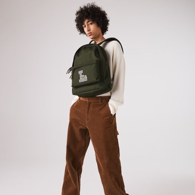 Lacoste Neocroc L Patch Platene Backpack Olivy Zelené | NJpefCeB