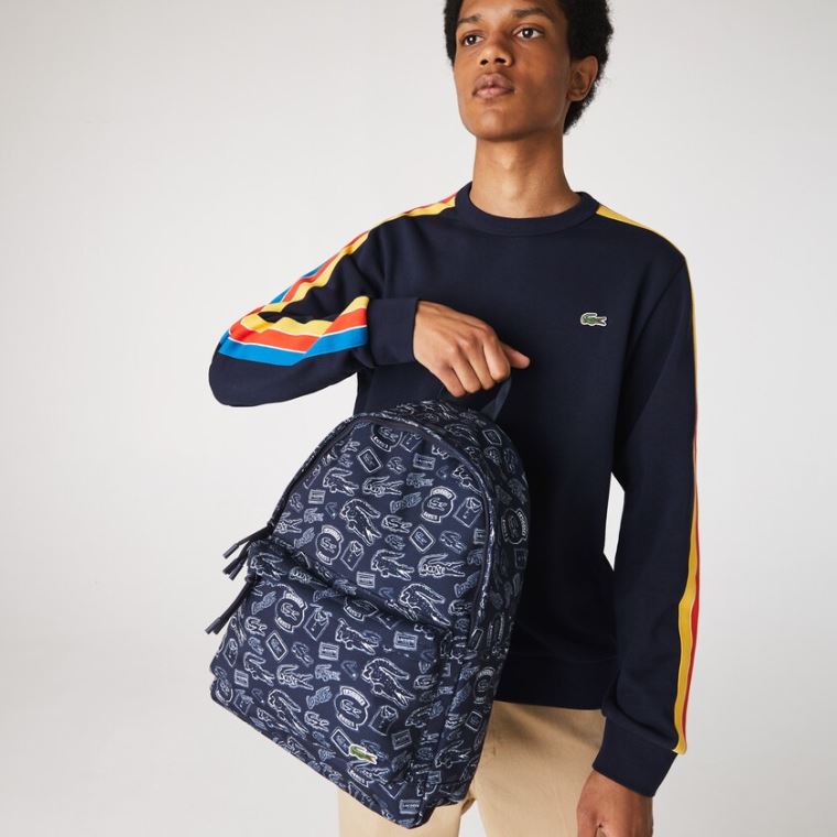 Lacoste Neocroc Pattern Platene Backpack Tmavě Blankyt Blankyt Bílé | JNZ6EUsH