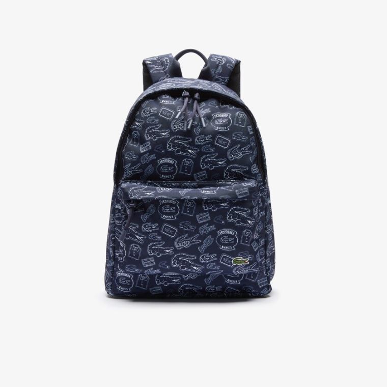 Lacoste Neocroc Pattern Platene Backpack Tmavě Blankyt Blankyt Bílé | JNZ6EUsH