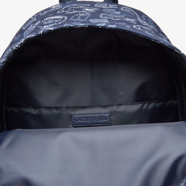 Lacoste Neocroc Pattern Platene Backpack Tmavě Blankyt Blankyt Bílé | JNZ6EUsH