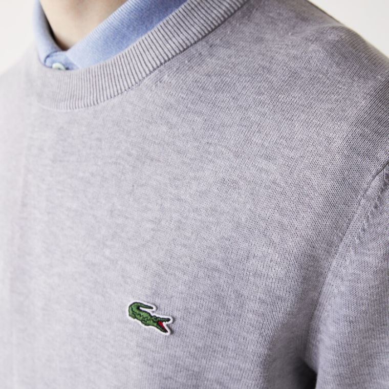 Lacoste Organic Bavlněné Crew Neck Svetrové Šedé | MlTWsLD5