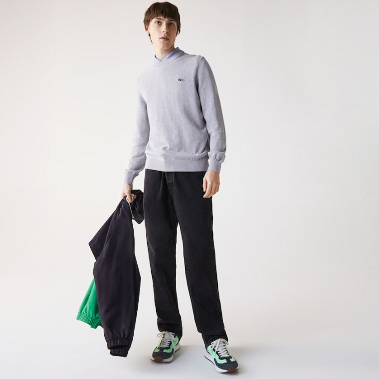 Lacoste Organic Bavlněné Crew Neck Svetrové Šedé | MlTWsLD5