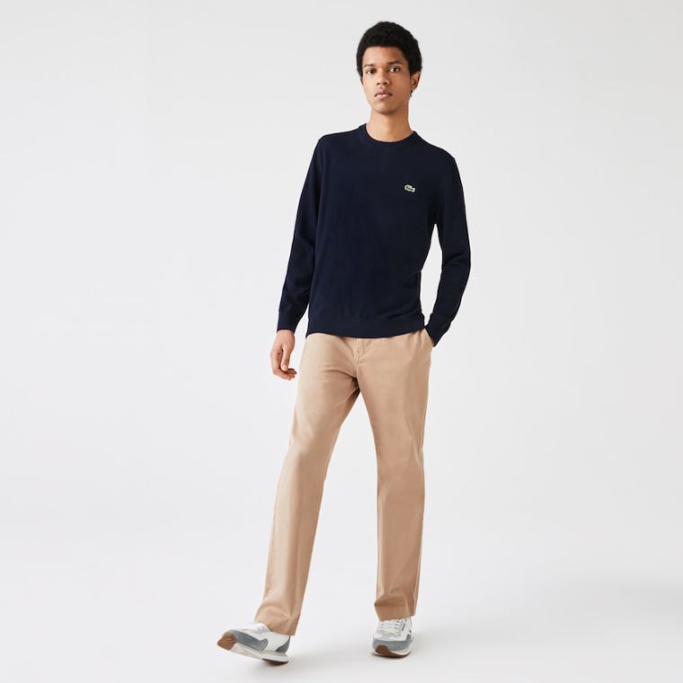 Lacoste Organic Bavlněné Crew Neck Svetrové Tmavě Blankyt Blankyt | fm7XGy6r