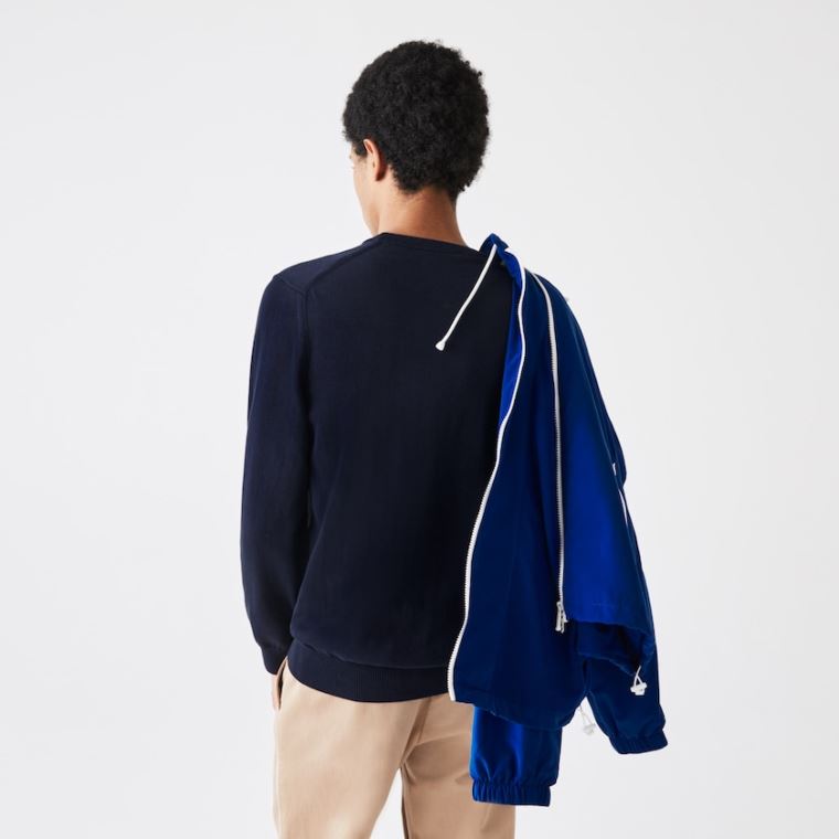 Lacoste Organic Bavlněné Crew Neck Svetrové Tmavě Blankyt Blankyt | fm7XGy6r