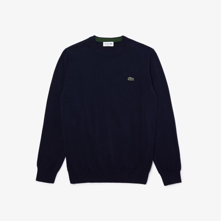 Lacoste Organic Bavlněné Crew Neck Svetrové Tmavě Blankyt Blankyt | fm7XGy6r