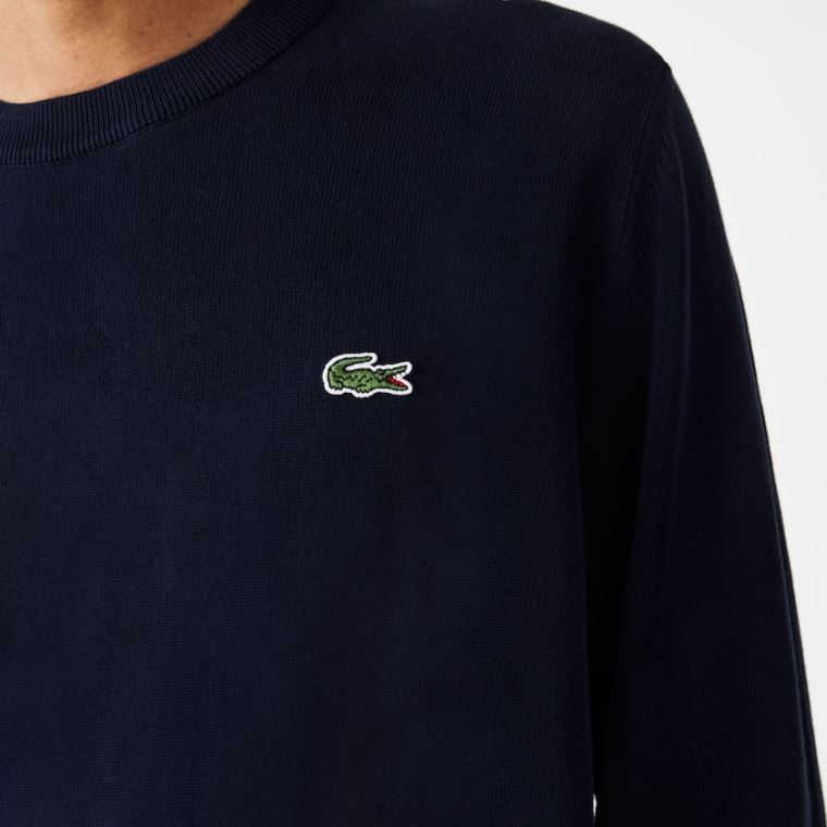 Lacoste Organic Bavlněné Crew Neck Svetrové Tmavě Blankyt Blankyt | fm7XGy6r