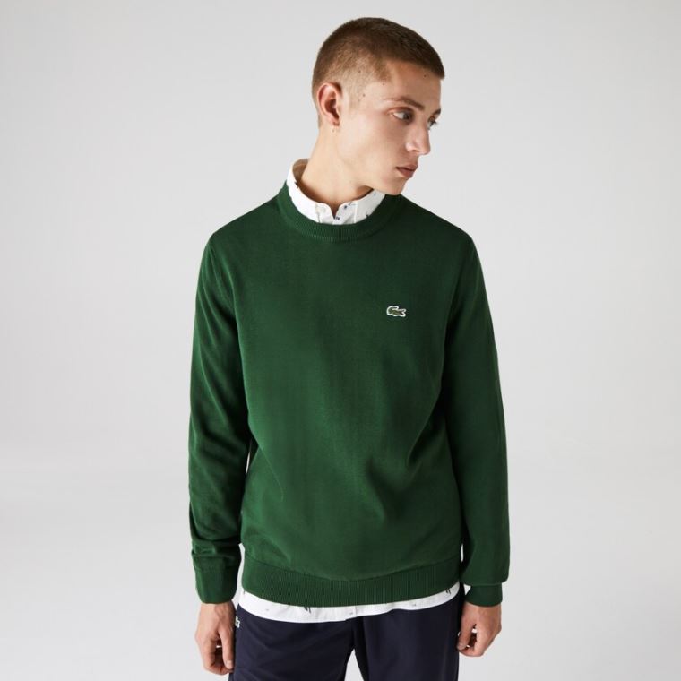 Lacoste Organic Bavlněné Crew Neck Svetrové Zelene | o7i5uttj