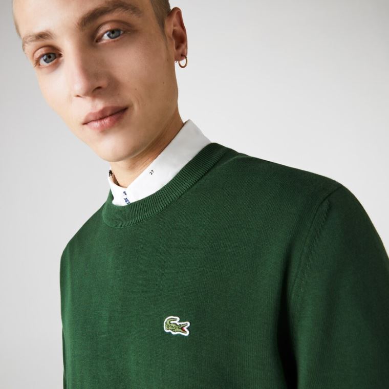 Lacoste Organic Bavlněné Crew Neck Svetrové Zelene | o7i5uttj