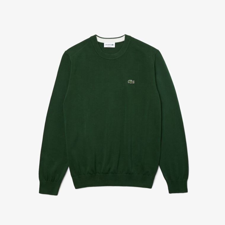 Lacoste Organic Bavlněné Crew Neck Svetrové Zelene | o7i5uttj