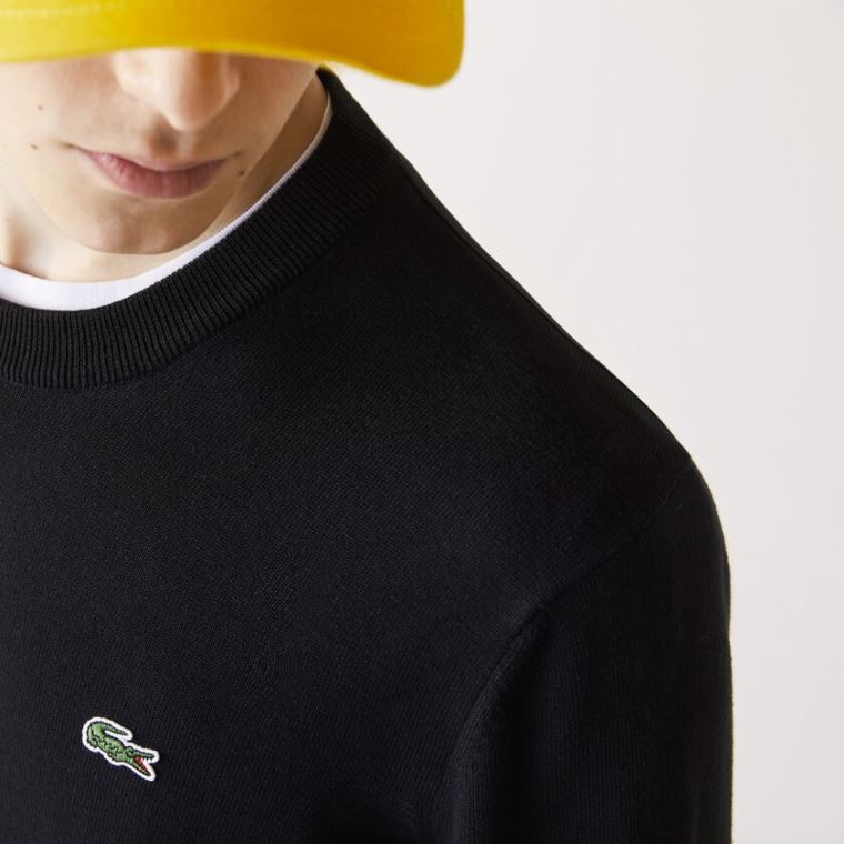 Lacoste Organic Bavlněné Crew Neck Svetrové Černé | pW8VM0Sp