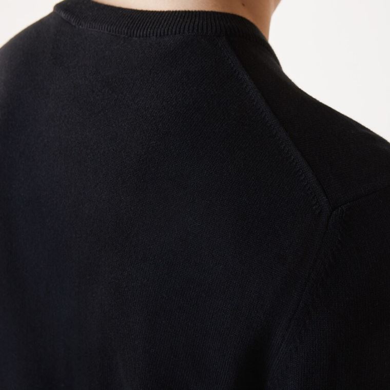 Lacoste Organic Bavlněné Crew Neck Svetrové Černé | pW8VM0Sp